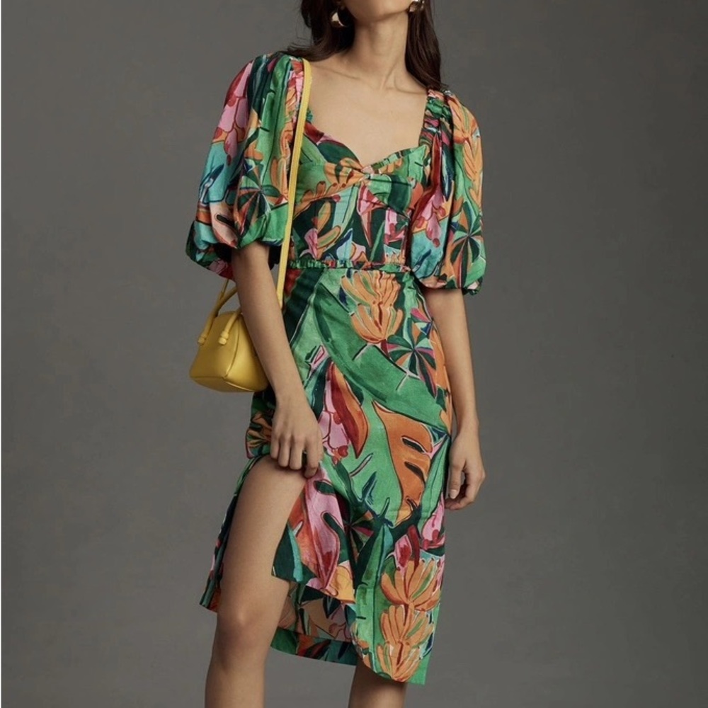 Gorgeous Anthropologie Farm Rio Puff Sleeve Dress.  Size Small.
